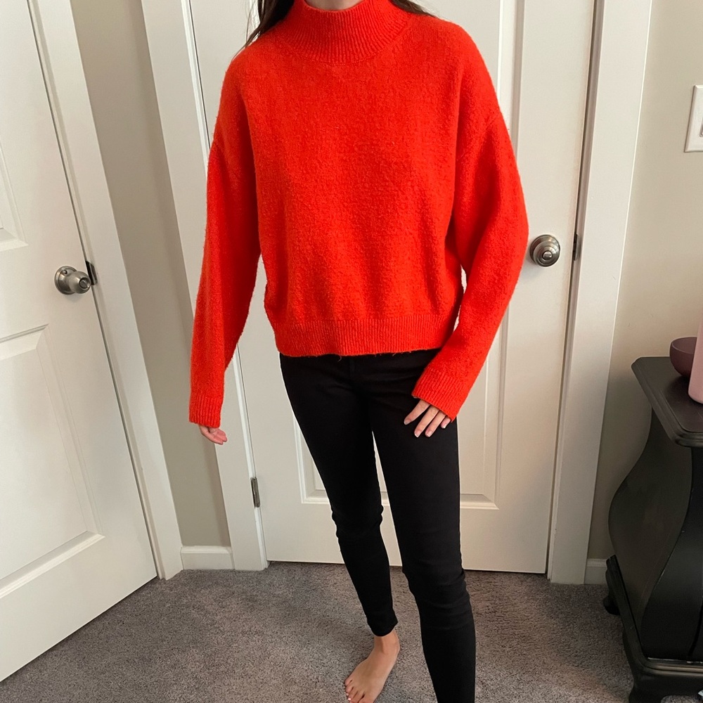 H&M orange turtleneck sweater